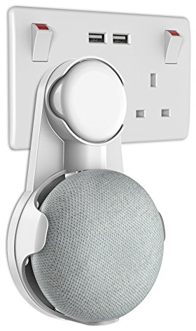 Gelink - Soporte de pared para Google Home Mini, Nest Mini (2ª generación) soporte para colgar en la cocina, cuarto de baño, dormitorio, oculta el cable largo (blanco)