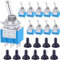 Taiss 10 pezzi Mini Interruttore a levetta ON-OFF-ON 3 Posizioni 6 Pin DPDT Metallo Interruttore a Bilanciere a levetta 6A 125V AC Blu con Cappuccio Impermeabile per Automobile,casa MTS-203-MZ
