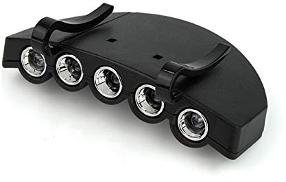 Luz LED para gorra con 5 luces LED para lámpara de cabeza, sombreros con luz a batería, linterna frontal, manos libres, herramientas de iluminación para exteriores, caza, camping, pesca, negro