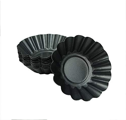 Proshopping 12 Pack Egg Tart Pan, Small Nonstick Carbon Steel Tartlet Tins