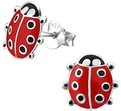 Monkimau Mädchen Ohrringe Marienkäfer Ohrstecker aus 925 Sterling Silver Silber