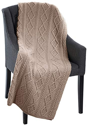 SAOL 100% Merinowolle Warme und Weich Fischer Out of Ireland Wolldecke 60x40 Zoll (Haferflocken)