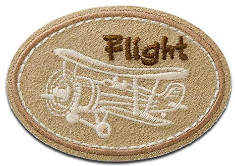 Flight Flieger Flugzeug - Aufnäher, Bügelbild, Aufbügler, Applikationen, Patches, Flicken, zum aufbügeln, Größe: 6,3 x 4,3 cm