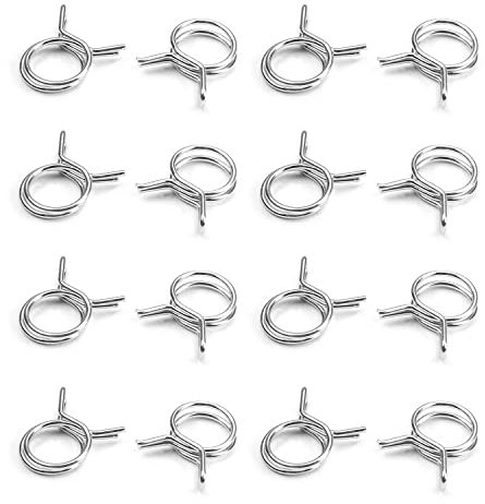 Yinpecly Double Wire Spring Hose Clamp 9mm(ID) Double Wire Fuel Line Silicone Hose Tube Spring Clips Silver Tone 50PCS