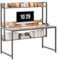 CubiCubi Computer Desk with Hutch and Storage Shelves, 120x60x138 cm Home Office Desks with Bookshelf, Modern Office Writing Desk, Brown