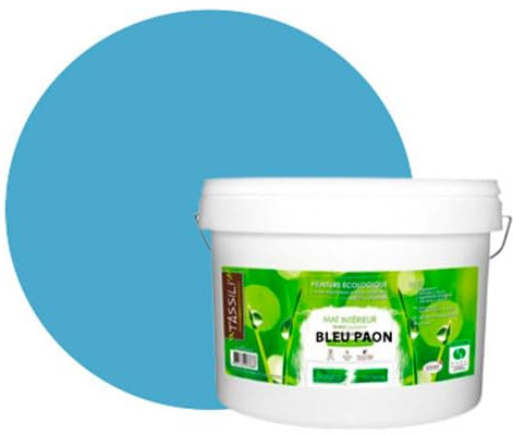 BOX DECO COULEURS Pintura de pared natural ecológica con aspecto mate interior Natura – 10L, azul pavo real