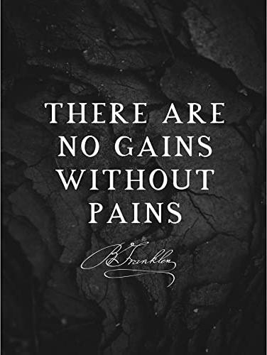 Artery8 Slate Quote Benjamin Franklin Pains Gains Large Wall Art Poster Print Thick Paper 18X24 Inch Zitieren Mauer Posterdruck