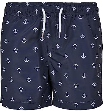 Urban Classics Herren Boys Pattern Swim Shorts 122/128 Anchor/Navy