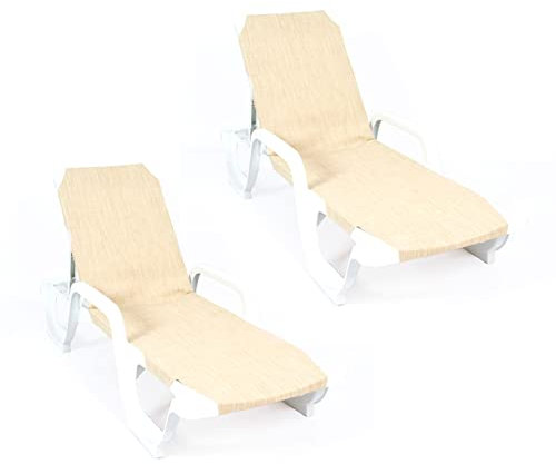 Lote 2 Tumbonas Lena Reciclable. para jardín, Patio, Piscina, Playa, terraza, áticos... Mobiliario para Interior y Exterior (Beige)