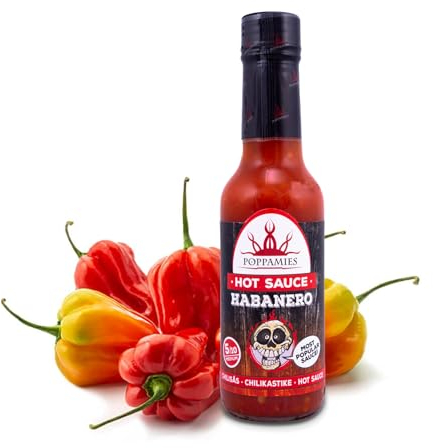 Poppamies Habanero Salsa Picante - Sin Gluten, Sin Lactosa, Vegana - Picante: 5/10-150ml