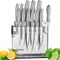 D.Perlla 14 Pieces Kitchen Knives Set with Clear Acrylic Knife Block High Carbon Stainless Steel Kitchen Knife Set with Steak Knives, Scissors, Sharpener, Sharp and No Rust Knife