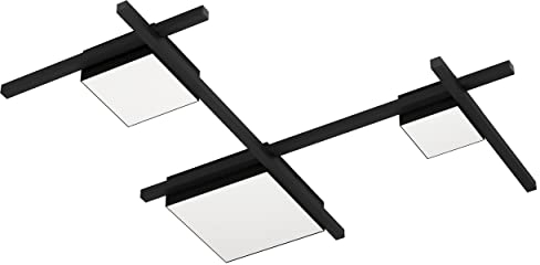 EGLO LED Deckenlampe Viareggio, dimmbare Deckenleuchte, Wohnzimmer Deckenbeleuchtung, Wohnzimmerlampe aus Metall und Kunststoff in schwarz und weiß, warmweiß, L 81,5 cm