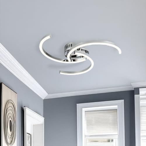 firstchoicelighting Modern Chrome Ceiling Light, Integrated LED, Curve Design, Low Energy LED Light Fitting