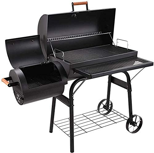 Samnuerly BBQ Grill Tragbarer Holzkohlegrill Outdoor Smoker Barbecue Holzkohlegrill Garten für Camping im Freien, Picknicks, Hinterhöfe, mit 2 Rädern