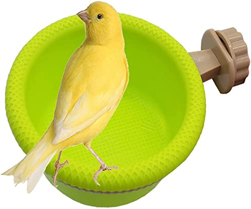 WACURRENTHYD Bain d'oiseaux multifonction en cage pour perroquet, canari, pinson, perruche, support de perchoir (11,4 cm)