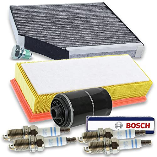 ATEC Germany Inspektionspaket Filterset mit 1x Luftfilter, 1x Innenraumfilter, 4x Zündkerze Kompatibel mit AUDI A4 B8 (8KH), A4 B8 (8K2) (8K5), A5 (8T3) (8F7) (8TA), Q5 (8RB)