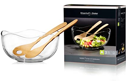 Ritzenhoff & Breker WAVE 26cm Schale mit Holz Salatbesteck Bowl 3-teilig