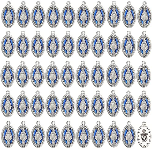 diyalo Miraculous Medal/St. Benedict/Crucifix Cross Charms Anhänger für DIY Rosary Necklace Schmuck Making Prayer Beads Part, 0.7 x 0.4 pulgadas, Metall, Kein Edelstein