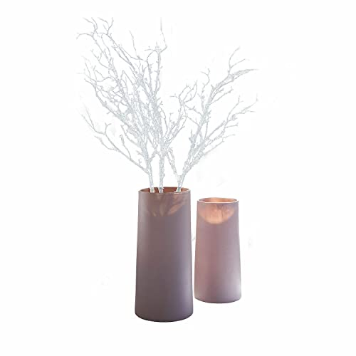 Loberon Vase 2er Set Joana, Zwei Größen, Matte Beschichtung, dezenter Marmor-Effekt, sanfter Farbton, Wohn-Accessoire, Wohndekoration, Glas, rosa