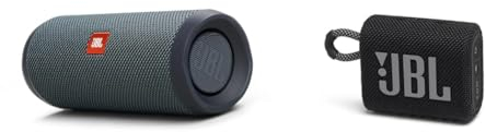 JBL Flip Essential 2 Portable Bluetooth Speaker with Rechargeable Battery, IPX7 Waterproof & GO 3 - Wireless Bluetooth portable speaker, 5 Hours of Playtime