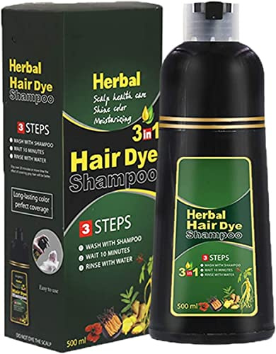 3-in-1 Herbal Hair Coloring Shampoo, 10 Mins Herbal Hair Darkening Shampoo,Herbal Hair Dye Shampoo Natural Non-Scalp Hair Care Multi-Color Hair Dye for Men Women (Black)