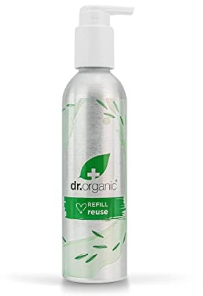 Dr Organic Aluminium Refill Bottle with Pump Dispenser, Empty Refillable Bottle for Shampoo, Conditioner, Shower Gel & Body Wash, 250ml