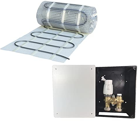 Dünnbett Warmwasser Fußbodenheizung HoWaTech Komplett Set 2,5-10m² selbstklebende Einrohr Heizmatte und G-RTL Regelbox, Heizfläche:2.50m²