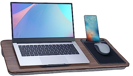 Baoee Large Lap Desk Brown,Portable Tray with Cushion Fits Up to 17,with Slot,Mouse Pad,Great for Home & Office