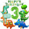 12 Stück 3 Jahre Dino Geburtstag Deko Party Folienballon Luftballon Dino Deko Kindergeburtstag Dinosaurier Luftballons Grün Dschungel Geburtstag Dekoration Junge Mädchen