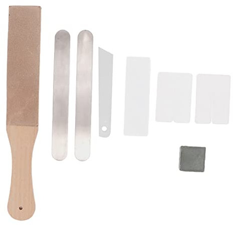 HERCHR Doppelseitiges Leder-Streichriemen-Set, Leder-Streichriemen-Block-Set, Komplettes Werkzeug, Paddel-Abzieh-Streichriemen-Set Für Das DIY-Lederhandwerk(1)