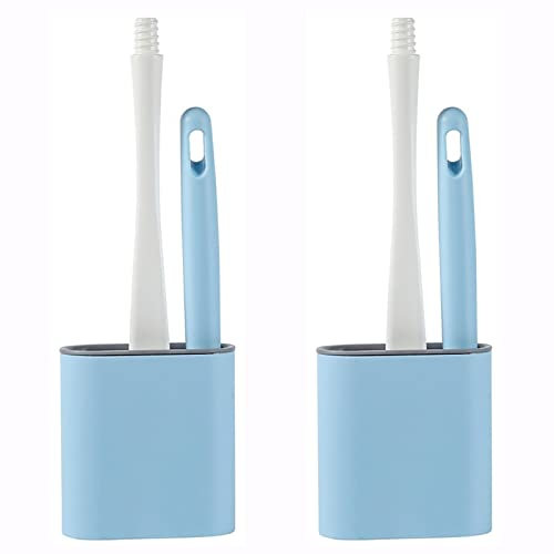 NEDLON Scopino e Supporto da Appendere, scopino e Supporto for WC Flexer, scopino for WC con Cactus Senza Angoli Morti, Flessibile con Manico Antiscivolo for WC (Color : Blu, Size : B)