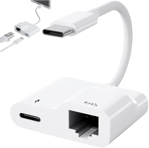 USB C Ethernet Adapter, 2-in-1 USB C auf RJ45 Netzwerk, USB-C LAN Adapter OTG WLAN Adapter mit PD 60W Ladefunktion USB C Hub Ethernet Adapter für MacBook Air/Pro, Pad Pro/Air, Surface, XPS, Galaxy