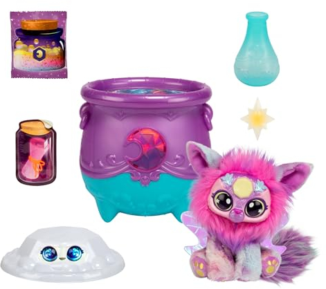 Magic Mixies – Magischer Kessel mit Kristallüberraschung. Mit neuen schimmernden Augen! Enthülle EIN Mixie-Stofftier aus dem sprudelnden Kessel und entdecke 2 magische Sonnenjuwelen-Überraschungen!