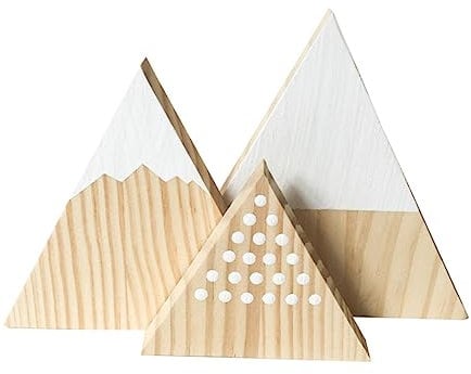 Cabilock Decorazioni per La Cameretta dei Bambini Set di 3 Pezzi di Montagna Innevata Triangolare in Legno Stile Scandinavo Moderno