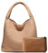 oscaurt Tote Bag Damen Handtasche Gewebte Leder Tote Bag Gewebte Handtasche Damen Umhängetasche Shopper Tasche mit Griff oben mit Handtasche, aprikose, L