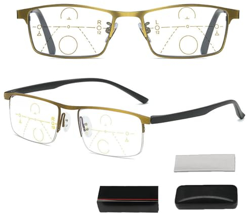 MJMLUCK Intelligente Gleitsichtbrille Dual-Focus Anti Blaulicht Sehhilfe, Intelligente Zoom Lesebrille Automatischer Gleitsichtbrille Mit Brille Box füR Herren und Damen (Two Pairs 350)