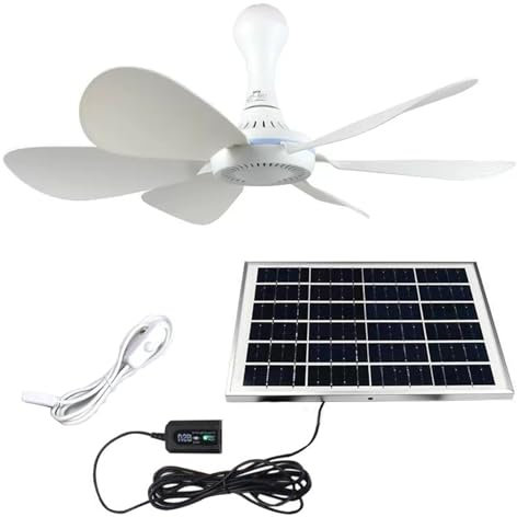 KPERXIS USB Solar Powered Fan Outdoor Small Ceiling Fan 6 Pieces ABS Plug-in Fan Blades Camping Fan 5-10 Square Meters 6/10W Solar Fan for Outdoor Dormitory Apartment(10W)