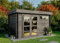 Gartenhaus Leandro-28 mit Fußboden aus Holz, Gerätehaus 394x268, 8,64 m², 28 mm Wandstärke - Imprägnierung Grau