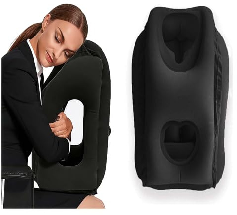 tintoke Aufblasbare Nackenkissen Flugzeug Reise,Tragbare Reisekissen, Inflatable Travel Pillow,Camping Kissen,Nackenstützkissen Bequem Unterstützt Kopf und Kinn,Kissen für Züge,Büro,Haus (schwarz)