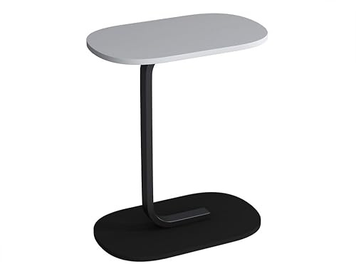 URBNLIVING C Shaped Oval Side End Wood & Metal Table for Bedside, Couch, Sofa, Perfect for Living Room, Bedroom, Office - Compact Multi-Functional Design