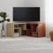 HOCUS PICUS Modern Corner & Flat TV Unit Versatile Design TV Table up to 43 Inches Free Combination Media Entertainment Center for Home Office Storage Shelf Unit for Living Room (Oak, Cinnamon)