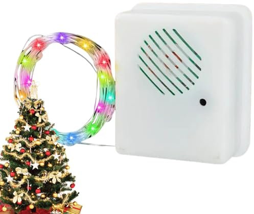 Guirnalda de luces LED de 33 pies – Alambre de cobre sincronizado con la música, alimentado por batería | LED coloridos y blancos cálidos para decoración de árbol de Navidad, patio, jardín y árbol de