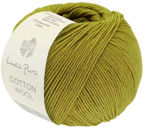 LANA GROSSA Cotton Wool | Klassisches Schurwollgarn mit Baumwolle | Handstrickgarn aus 53% Schurwolle (Merino extrafein) & 47% Baumwolle | 50g Wolle zum Stricken & Häkeln | 195m Garn FB 35