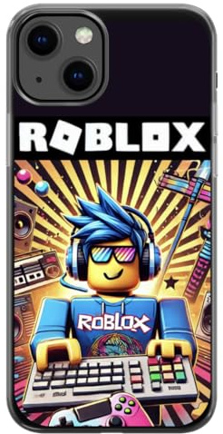 EZB Fun Gaming Theme Ro-blox iPhone Compatible Phone Case | Flexible Shock Absorbent Edges Colourful unique Pop Art Phone Cover | Ro-blox Gamer Guy (iPhone 11) Black