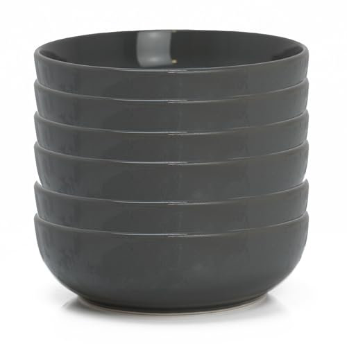 DIVCHI Dinner Bowl Set Lightweight & Stylish Tableware Bowls for Serving Cereal Soup Pasta Salads & Snacks -Dishwasher & Microwave Safe (Set Of 6, Grey)