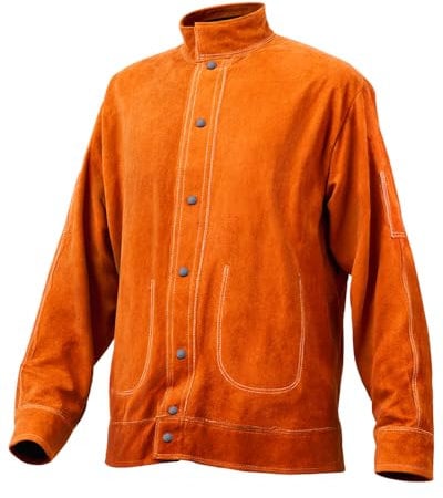VEVOR Flame-Resistant Welding Jacket - XL Size, Heavy Duty Cowhide Leather, Waterproof Heat-Resistant Safety Jacket with Snap Buttons, 4 Pockets & Adjustable Cuffs for Welder, Steelworkers