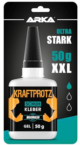 Schuhkleber Gel extra stark – 50 g XXL Sekundenkleber wasserfest, transparent & hitzebeständig – Anti-Austrocknungs-Spitze – KRAFTPROTZ Superkleber für Schuhe, Sohlen, Leder, Gummi & Sneaker