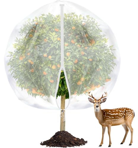 Tetutor 10x10 FT Fruit Trees Netting with Zipper,Large Tree Nets for Fruit Trees with Drawstring, Plant Garden Insect Bird Netting Pest Barrier for Peach Cherry Apple to Prevent Cicadas Bird