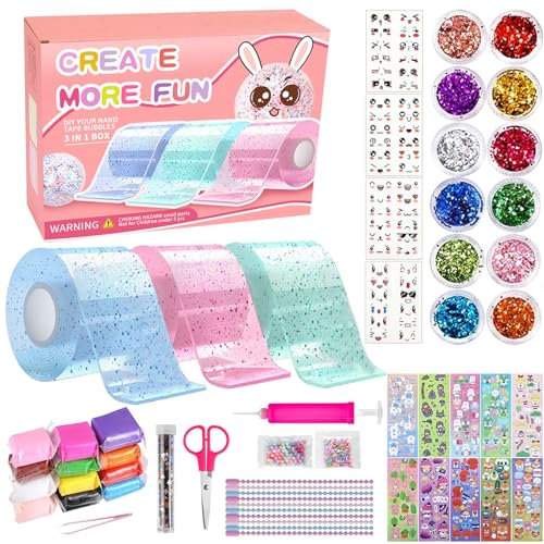 Nano Tape Bubble Kit für Kinder - 67Pcs DIY Nano Tape Bubble Set, Squishy Spielzeug Bastelset, Super elastische Nano Klebebänder für Stressabbau und Spaß, Fidget Toys and Party Favors Geschenke