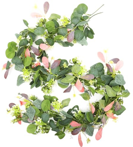 2 Stück Eukalyptus blumengirlande deko, 1,8m Eukalyptus Deko Blumengirlande Tischgirlande Girlande frühling Künstliche Pflanze Hängepflanze für Hochzeitsstrauß, Blume, Heimdekoration